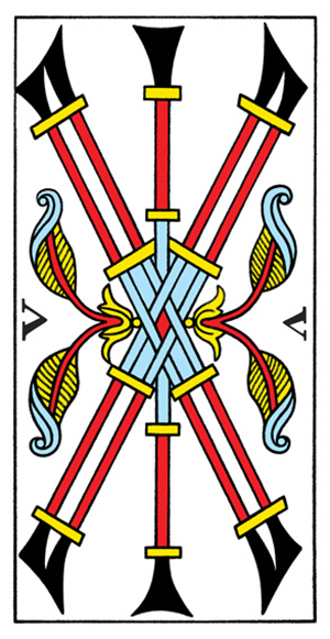 Tarot de Marseille - Five of Wands